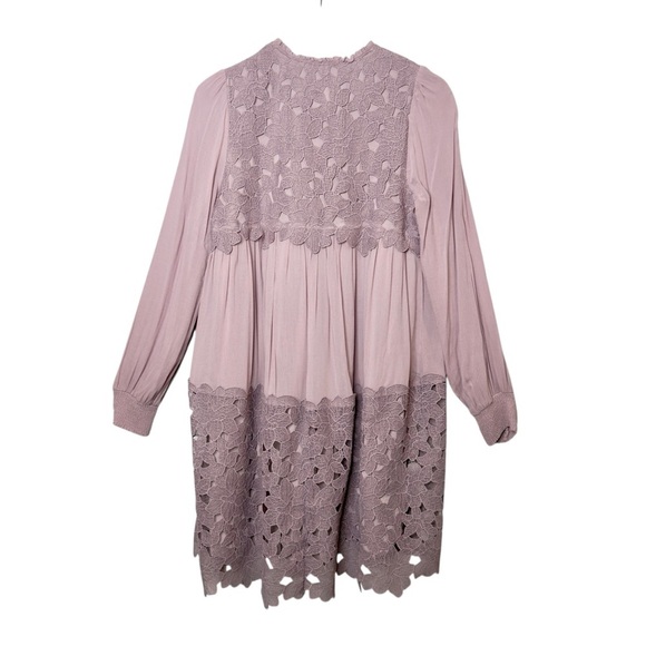Anthropologie Lilac Embroidered Lace Tunic Women’s Ethereal Bohemian Dress Sz S - Picture 10 of 13